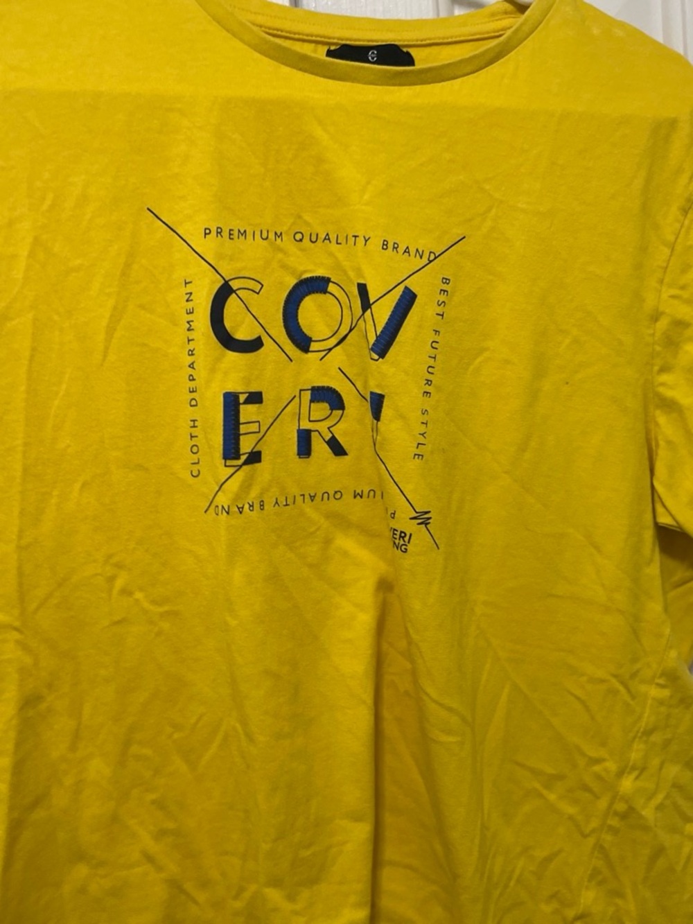Cove Bright Yellow Long Sleeve Tee with Navy Graphic